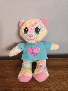 Build-A-Bear Pastel Rainbow Leopard Print Cat With Shirt Mini Plush 7in Tall